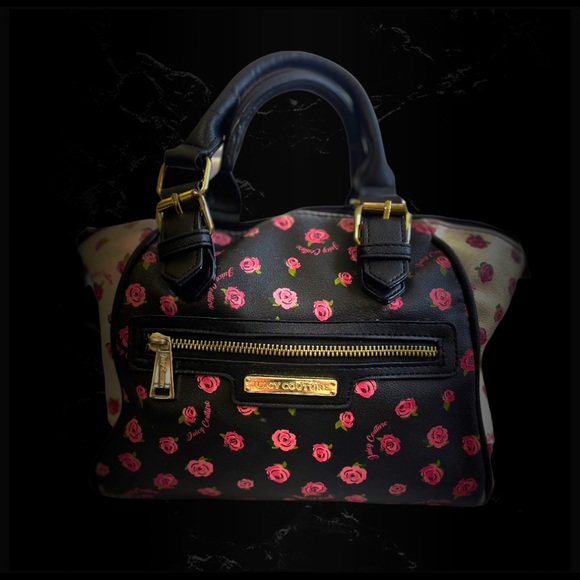 Juicy Couture purse Black with roses medium size - Picture 1 of 6